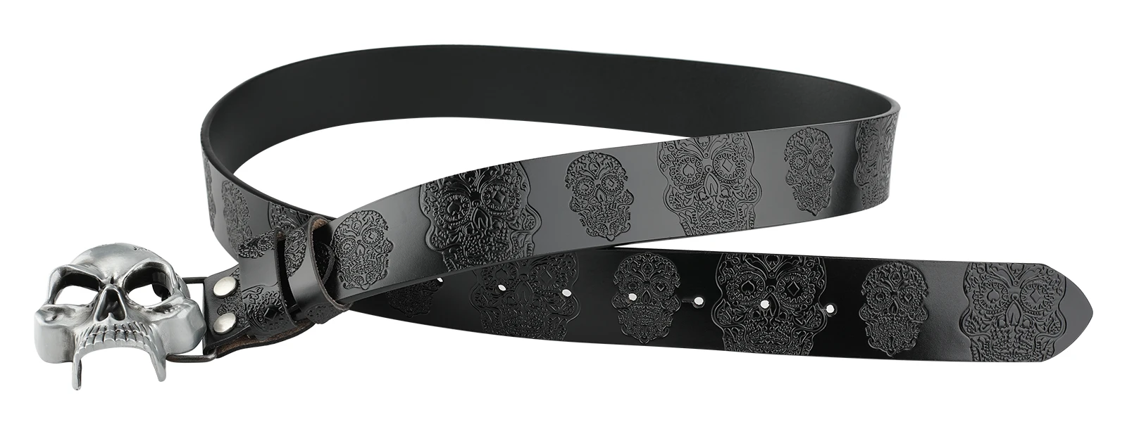 Skull Scalp Buckle Embossed Genuine Leather Beltde Coration Ghost Head