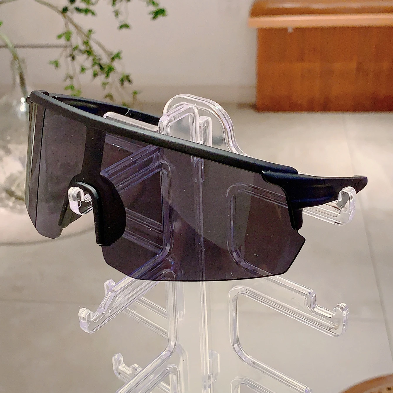 KAMMPT Oversized Sports Sunglasses Men Fashion Rimless Mirror Outdoor Cycling Shades Trendy Futuristic Punk Anti-UV Goggle