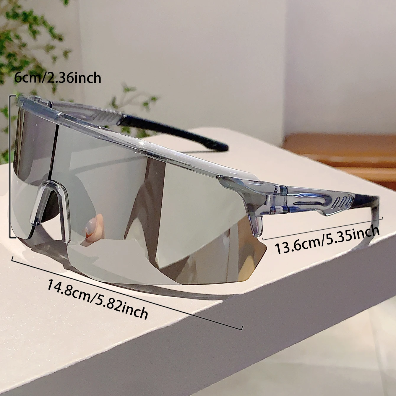 KAMMPT Oversized Sports Sunglasses Men Fashion Rimless Mirror Outdoor Cycling Shades Trendy Futuristic Punk Anti-UV Goggle