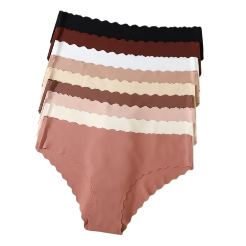 3Pcs/Set Women Ice Silk Panties Low Rise Briefs Invisible Seamless Underwear Female Underpants Sexy Lingerie Bottoms XS-XL