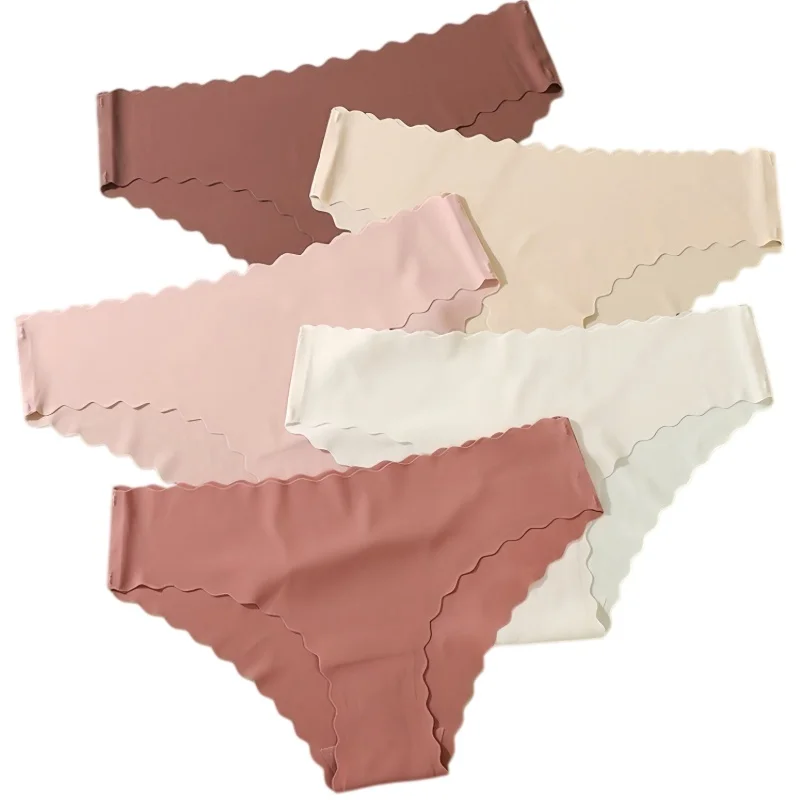 3Pcs/Set Women Ice Silk Panties Low Rise Briefs Invisible Seamless Underwear Female Underpants Sexy Lingerie Bottoms XS-XL