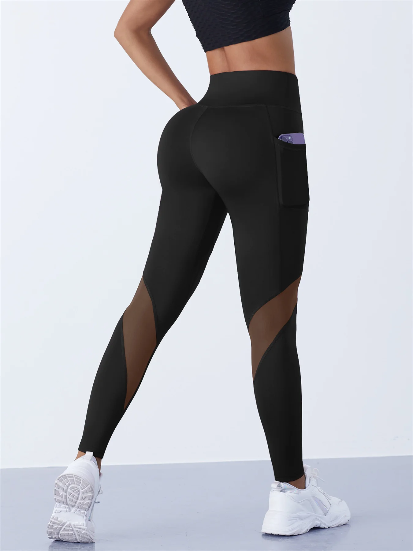 Women's Mesh Splicing Yoga Pants Shaping Leggings High Waist Tummy Control Lift Hips Running Workout Activewear Pants For Female