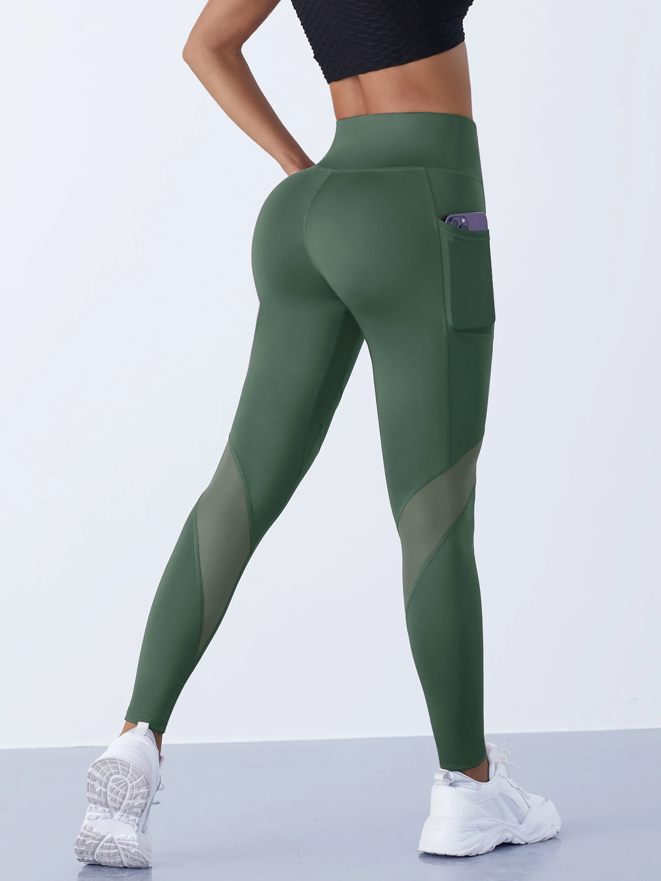 Women's Mesh Splicing Yoga Pants Shaping Leggings High Waist Tummy Control Lift Hips Running Workout Activewear Pants For Female