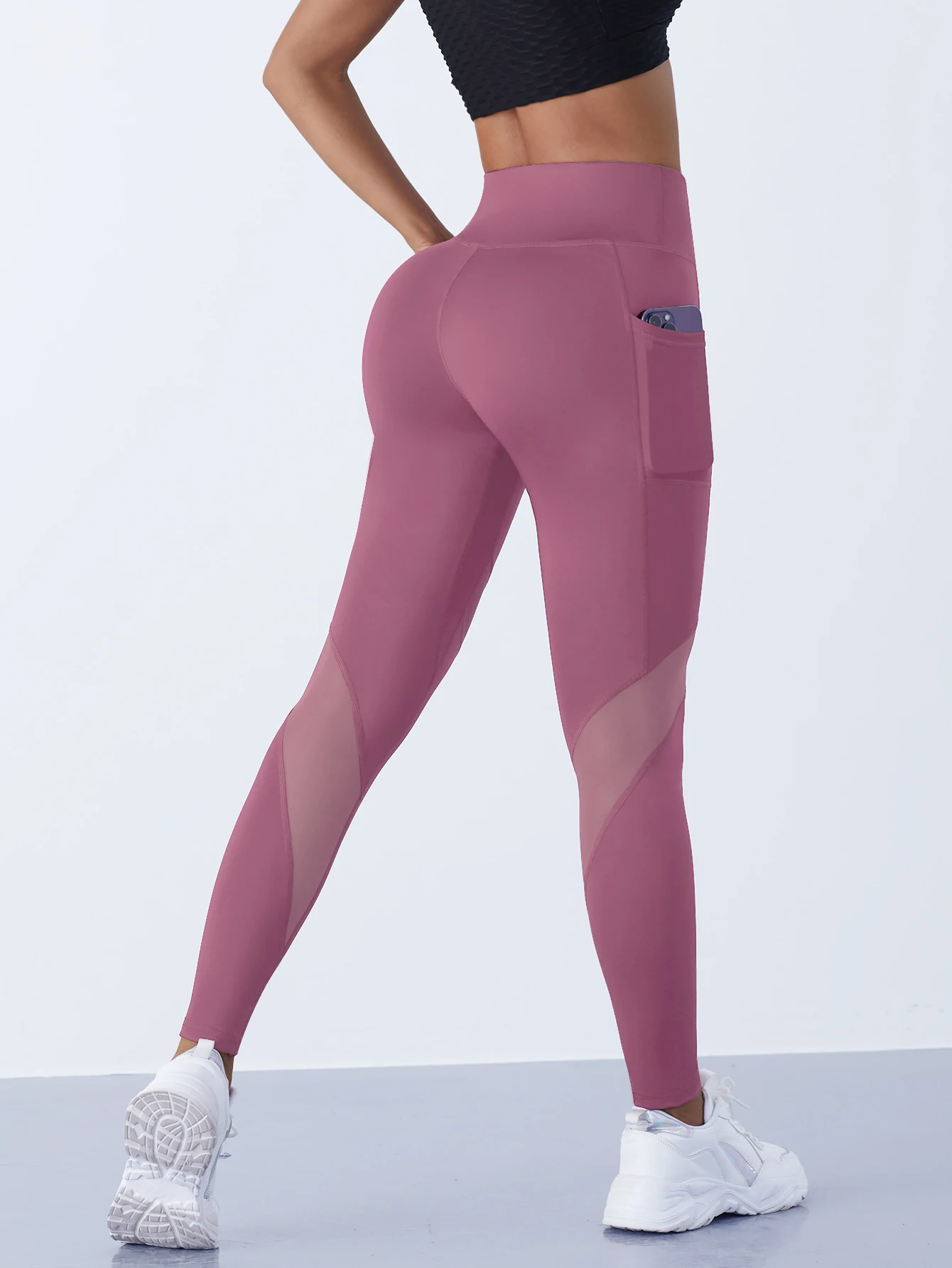 Women's Mesh Splicing Yoga Pants Shaping Leggings High Waist Tummy Control Lift Hips Running Workout Activewear Pants For Female