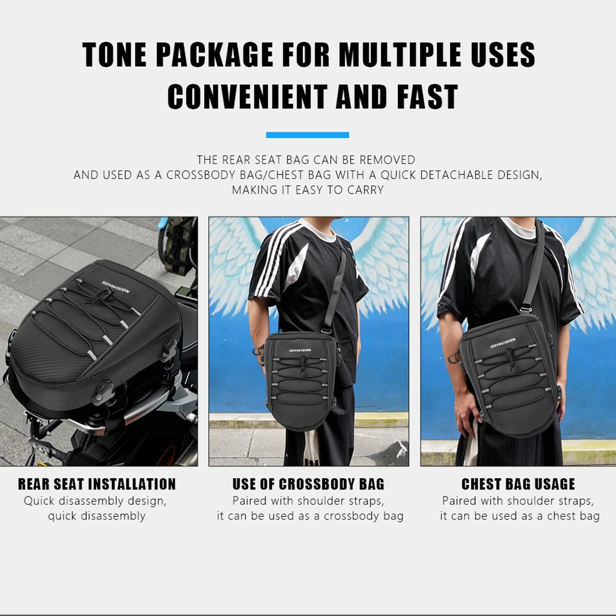 Waterproof Motorcycle Rear Seat Bag Multifunction Crossbody Shoulder Bag Motorcycle Tail Bag for Harley BMW Honda Motocross
