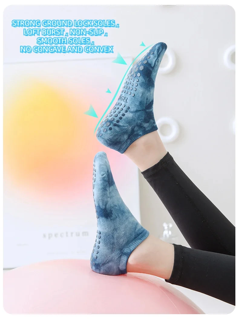 High Quality Cotton Non Slip Yoga Socks For Women Color Anklet Anti-Skid Pilates Barre Trampoline Fitness Sports Training Sock