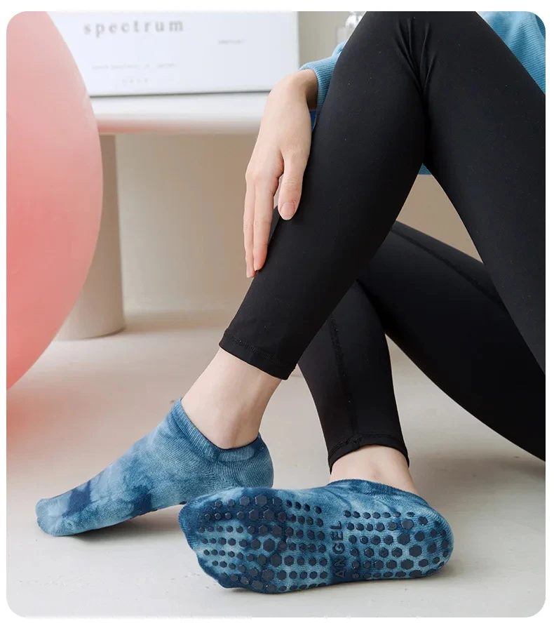 High Quality Cotton Non Slip Yoga Socks For Women Color Anklet Anti-Skid Pilates Barre Trampoline Fitness Sports Training Sock