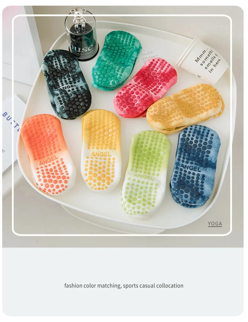 High Quality Cotton Non Slip Yoga Socks For Women Color Anklet Anti-Skid Pilates Barre Trampoline Fitness Sports Training Sock