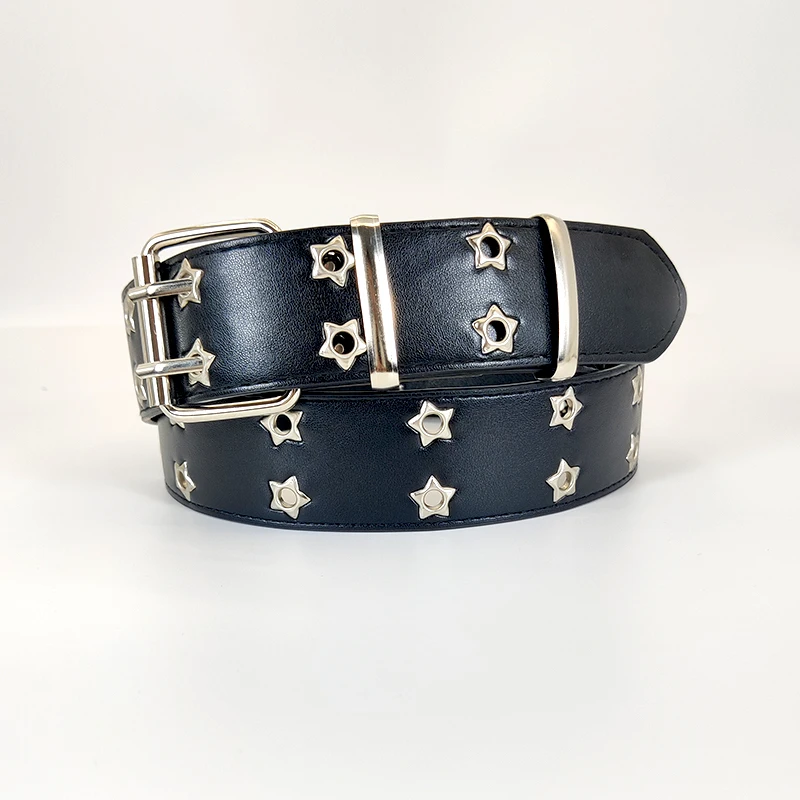 Women's Belt Large size Double Hole Men Belt Punk Hip Hop Rock Style Subculture Y2K Belt Punch Free Belt for Men and Women