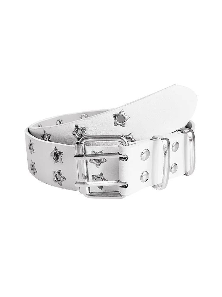 Women's Belt Large size Double Hole Men Belt Punk Hip Hop Rock Style Subculture Y2K Belt Punch Free Belt for Men and Women