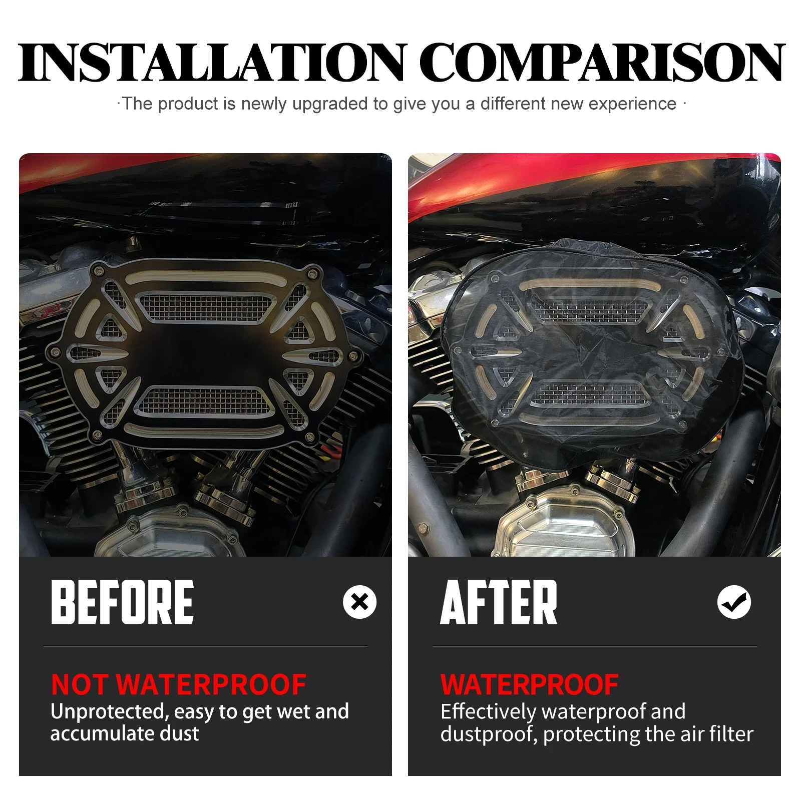 Motorcycle Air Filter Rain Sock Air Cleaner Breathable Waterproof Dustproof Cover For Harley Touring FLHR Sportster Softail Dyna