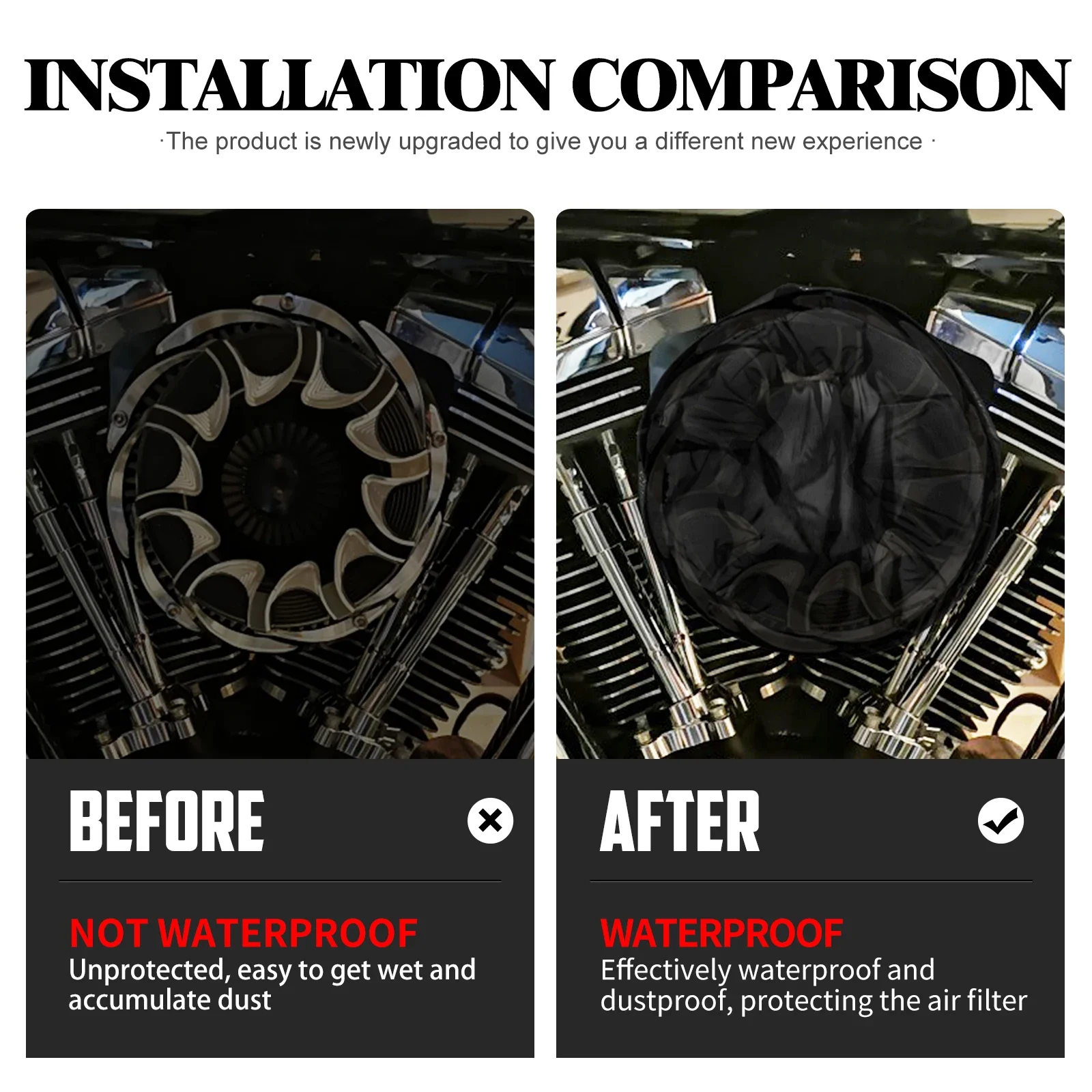 Motorcycle Air Filter Rain Sock Air Cleaner Breathable Waterproof Dustproof Cover For Harley Touring FLHR Sportster Softail Dyna