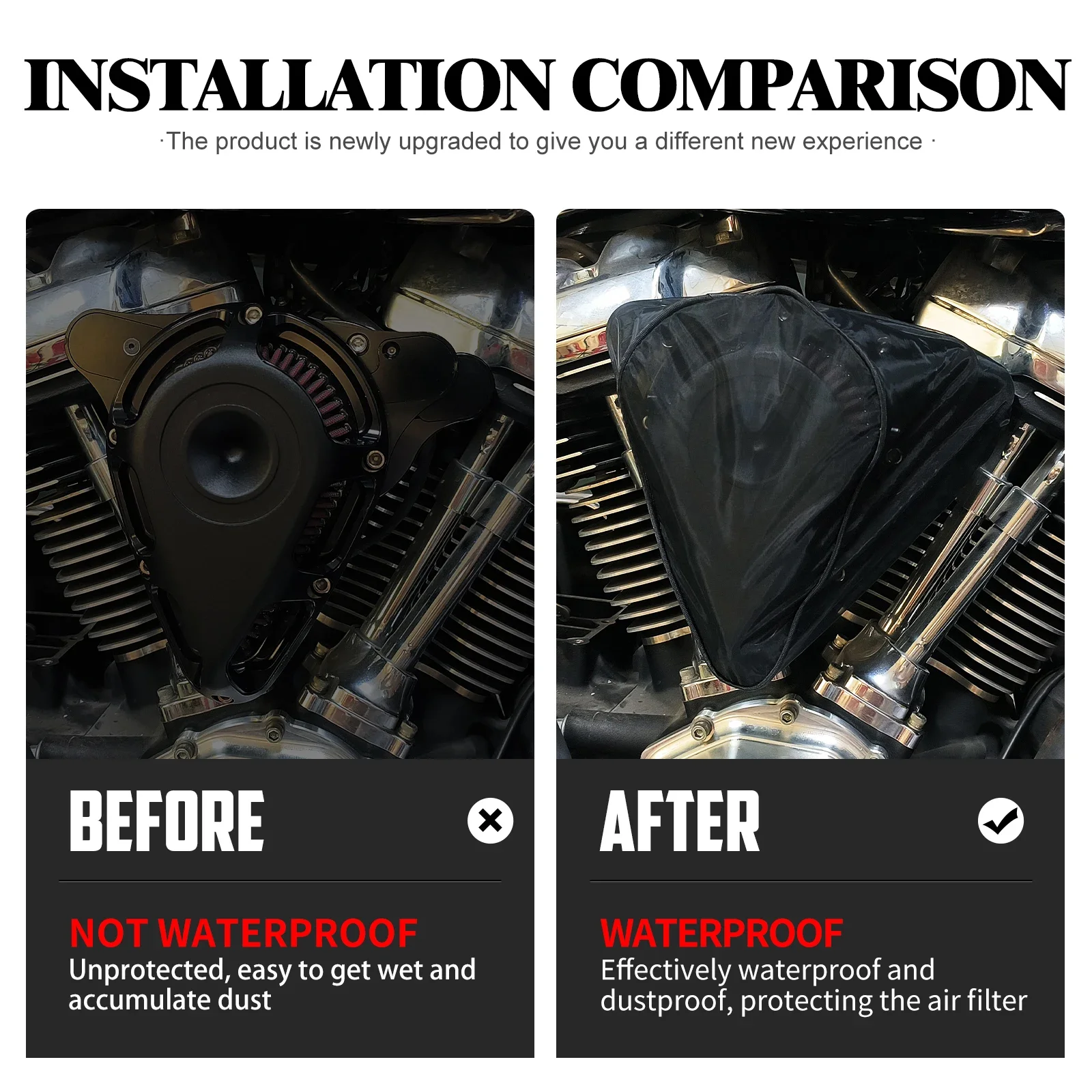 Motorcycle Air Filter Rain Sock Air Cleaner Breathable Waterproof Dustproof Cover For Harley Touring FLHR Sportster Softail Dyna
