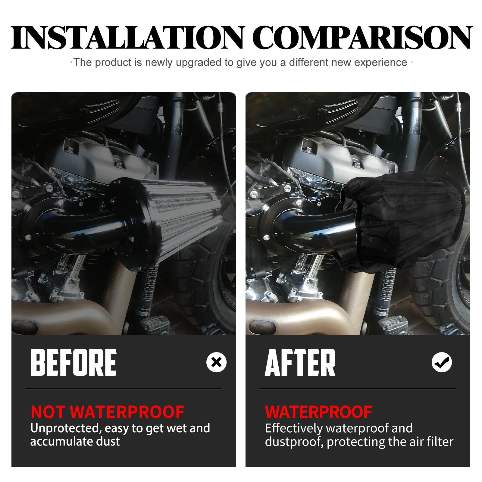 Motorcycle Air Filter Rain Sock Air Cleaner Breathable Waterproof Dustproof Cover For Harley Touring FLHR Sportster Softail Dyna