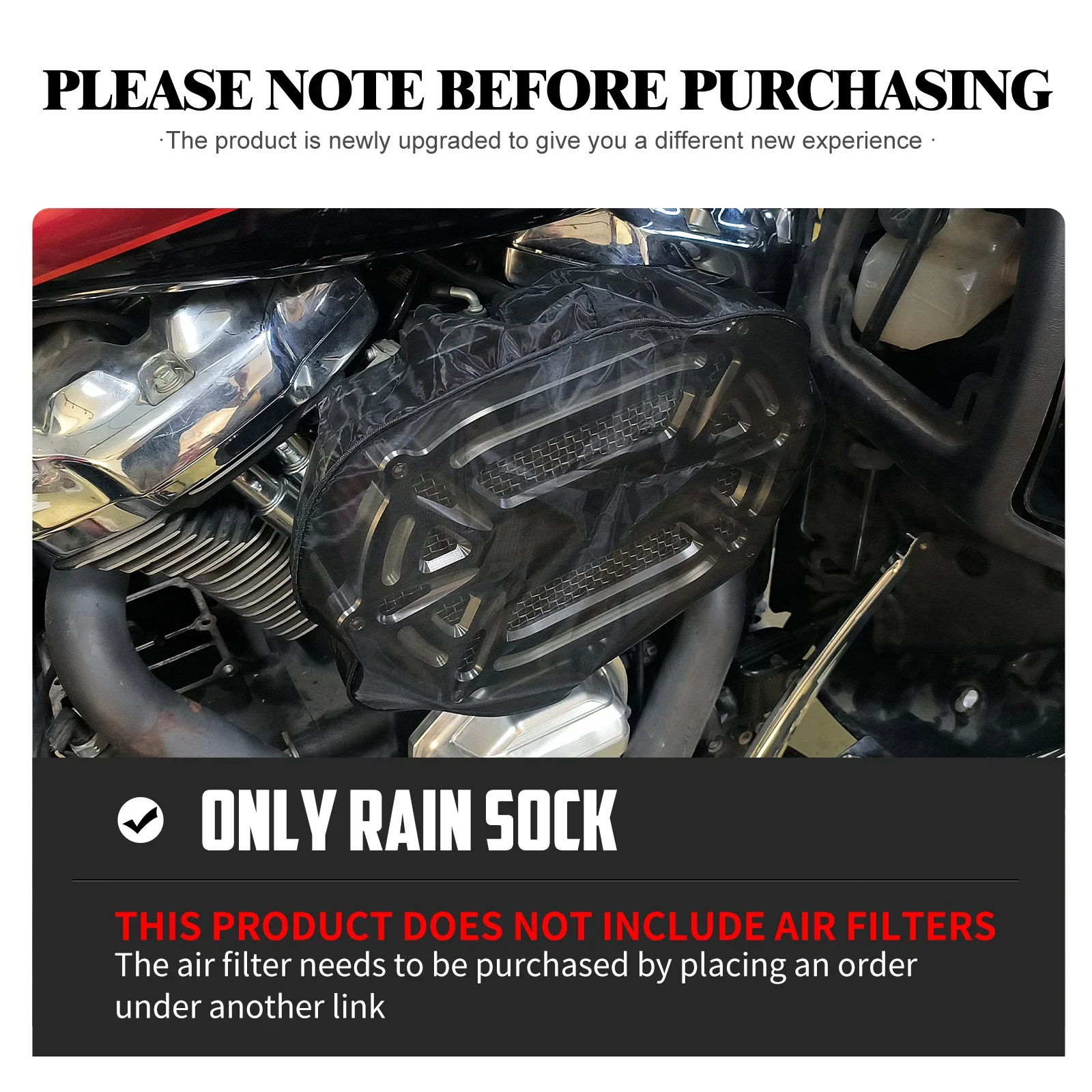Motorcycle Air Filter Rain Sock Air Cleaner Breathable Waterproof Dustproof Cover For Harley Touring FLHR Sportster Softail Dyna