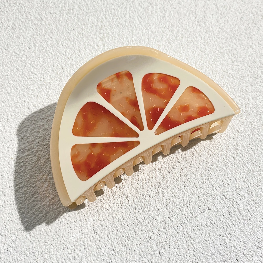 Sweet Acetate Pink Green Gradient Grapefruit Thick Hair Claw Clip For Women New Semicircle Hairpin Hair Accessories Tool