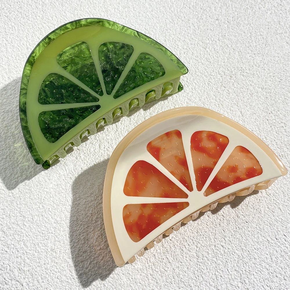 Sweet Acetate Pink Green Gradient Grapefruit Thick Hair Claw Clip For Women New Semicircle Hairpin Hair Accessories Tool