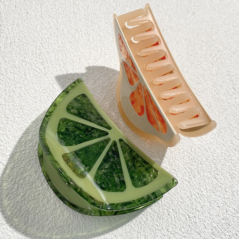 Sweet Acetate Pink Green Gradient Grapefruit Thick Hair Claw Clip For Women New Semicircle Hairpin Hair Accessories Tool