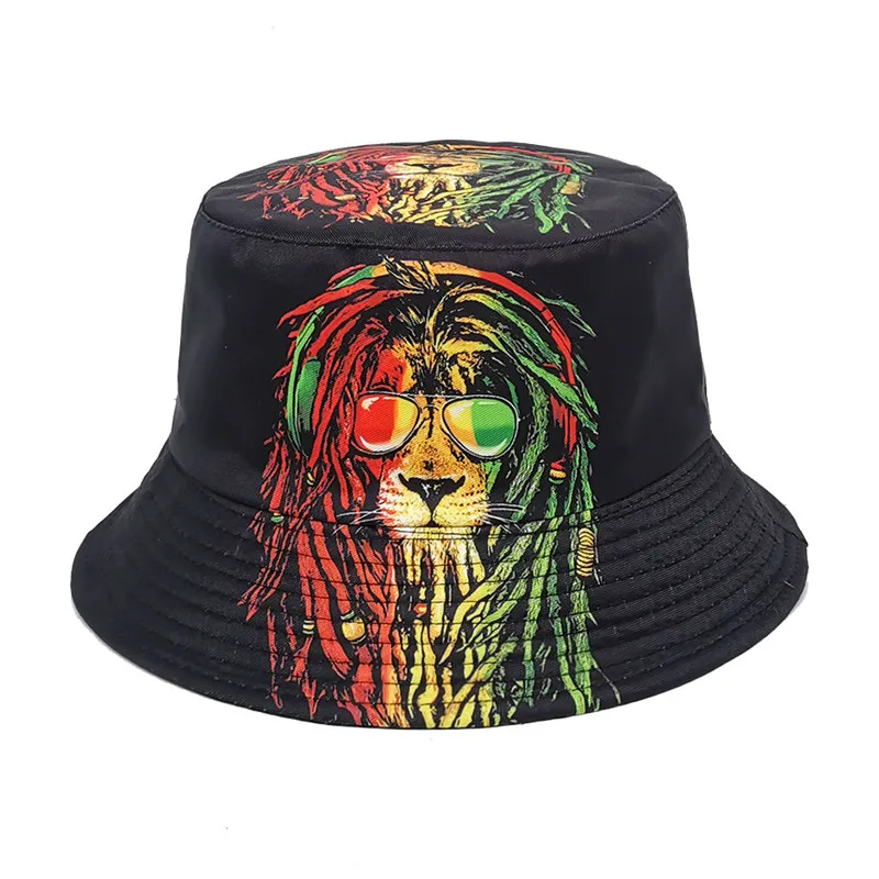 LDSLYJR Four Seasons Polyester Cartoon Print Bucket Hat Fisherman Hat Outdoor Travel Sun Cap For Men And Women 26