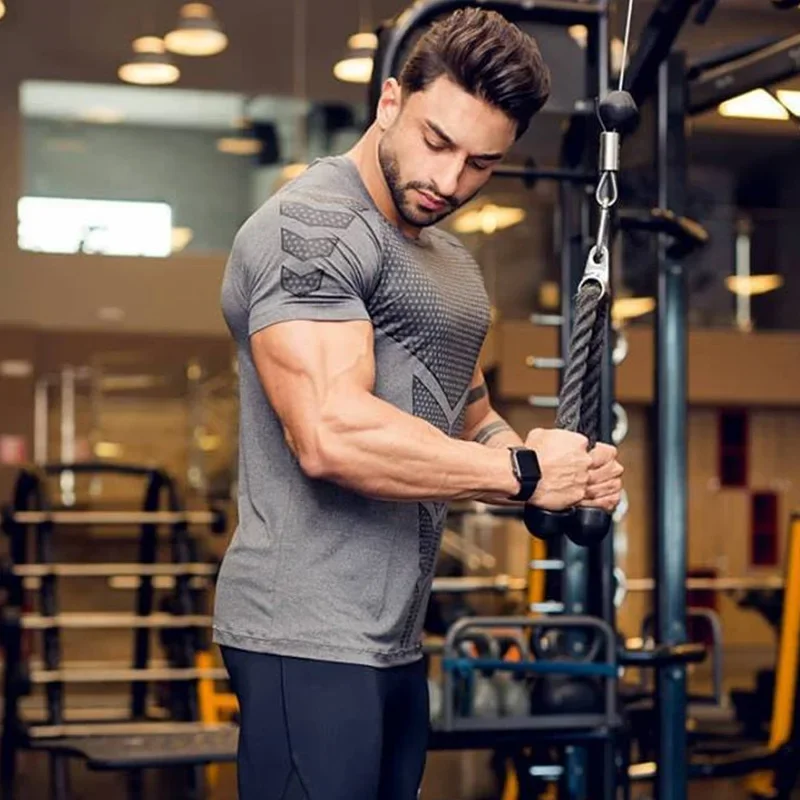 2026 Men Running Sports T-Shirt Training Quick Dry Tight Short Sleeves Shirt Bodybuilding Compress Fitness Tee Tops Men Clothing
