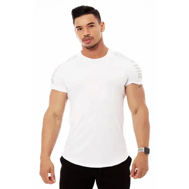 2026 Men Running Sports T-Shirt Training Quick Dry Tight Short Sleeves Shirt Bodybuilding Compress Fitness Tee Tops Men Clothing