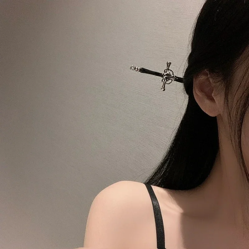 Ancient Style Metal Sword Hairpins for Women Classical Chinese Ancient Hanfu Hairpin Headwear Geometric Alloy Hair Accessories