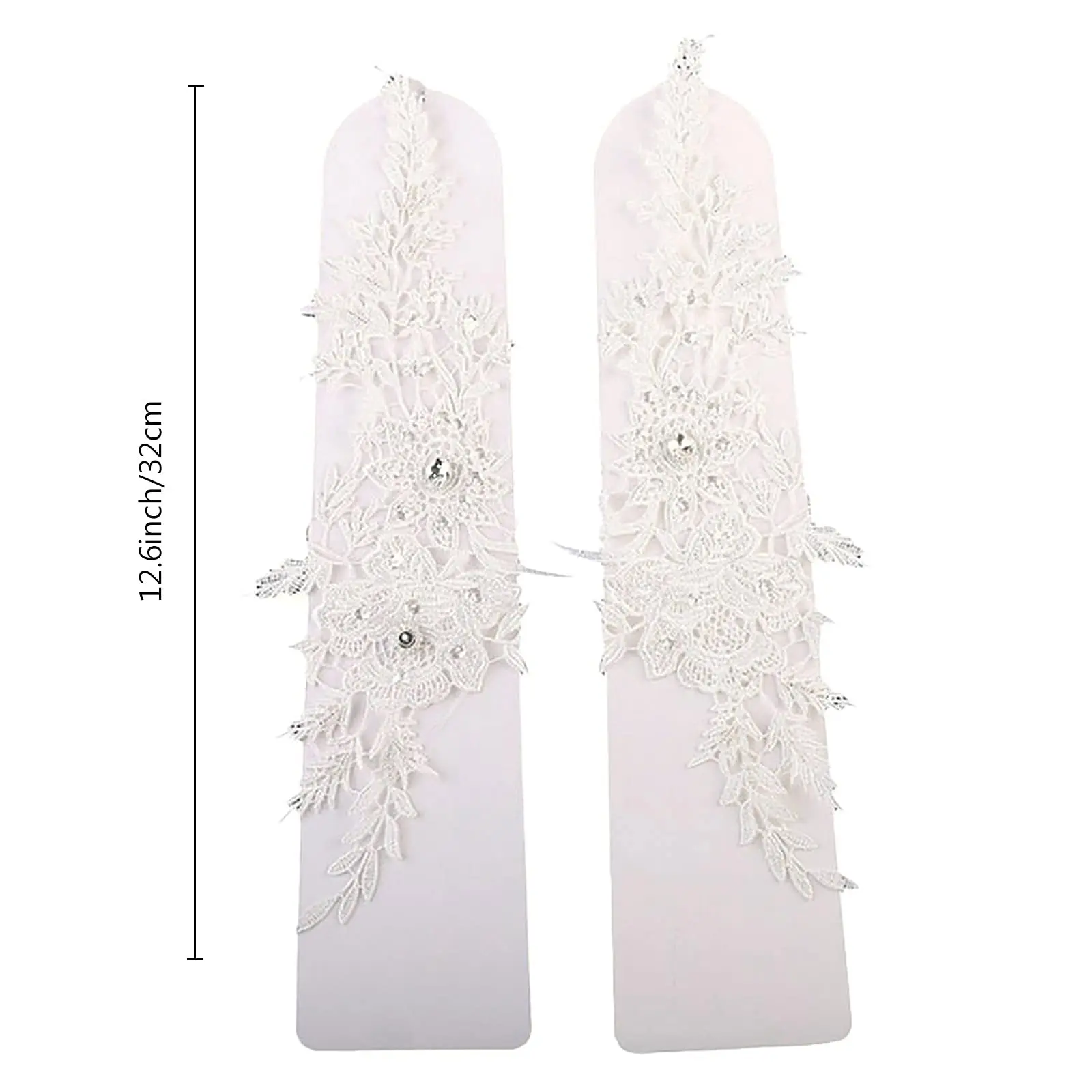 Lace Crystal Women’s Wedding Gloves Fingerless Elbow Bridal Floral Ivory Long Accessory for Bride