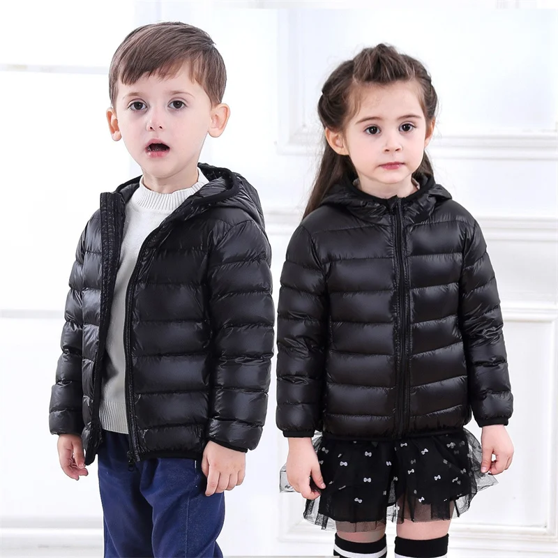 Boys Girls Lightweight Down Jacket Baby Hooded Zipper Coats Autumn Winter Warm Outerwear 0-5 Years Kids Christmas Birthday Gift