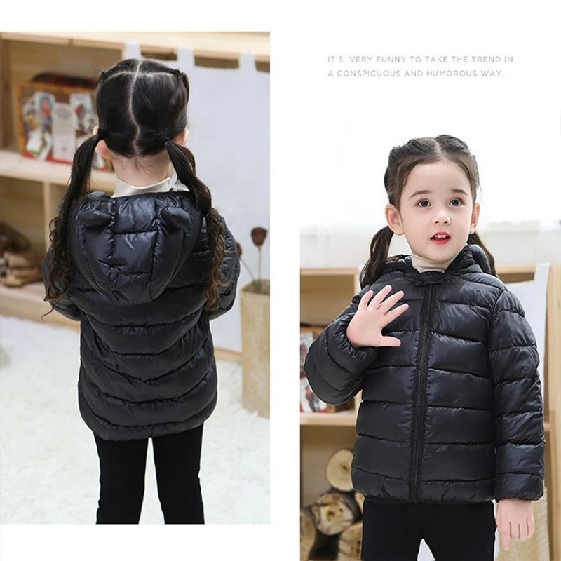 Boys Girls Lightweight Down Jacket Baby Hooded Zipper Coats Autumn Winter Warm Outerwear 0-5 Years Kids Christmas Birthday Gift