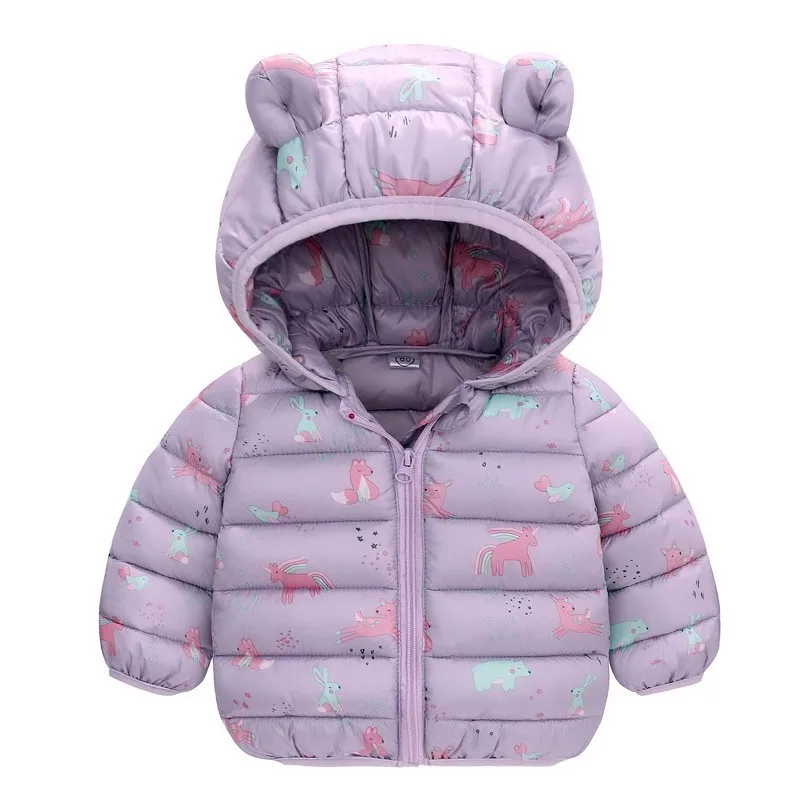 Boys Girls Lightweight Down Jacket Baby Hooded Zipper Coats Autumn Winter Warm Outerwear 0-5 Years Kids Christmas Birthday Gift