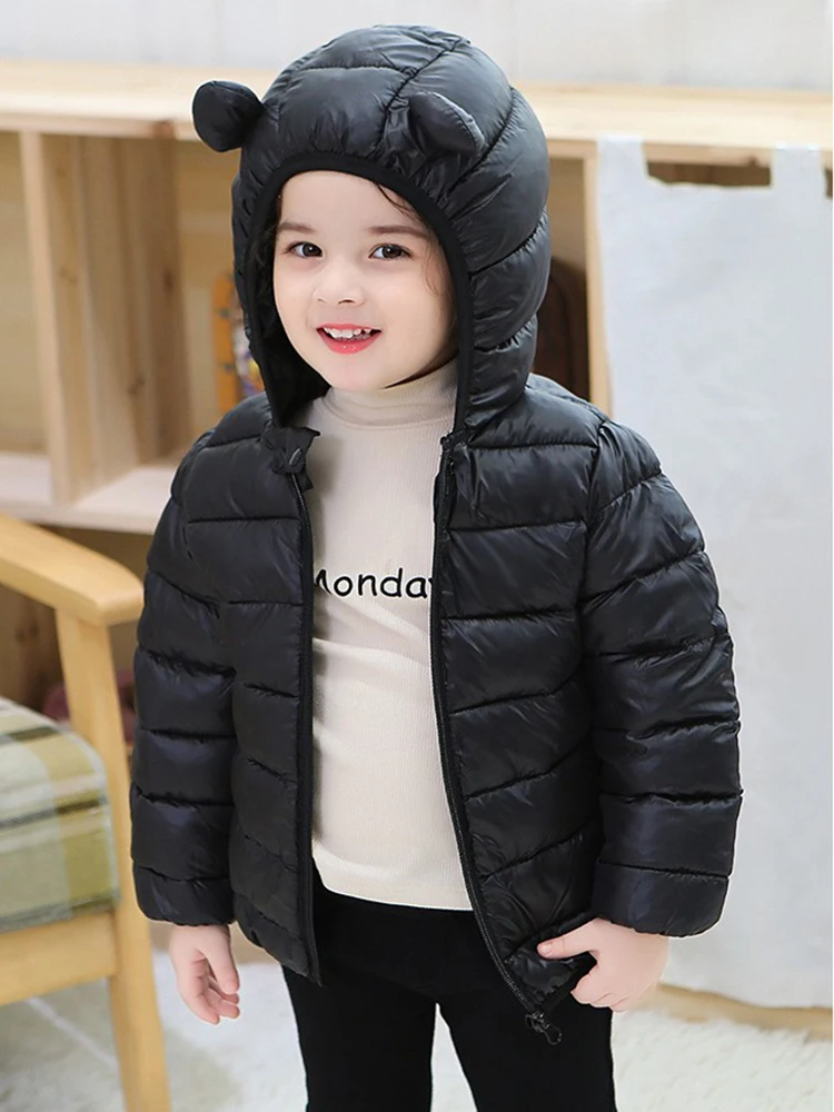 Boys Girls Lightweight Down Jacket Baby Hooded Zipper Coats Autumn Winter Warm Outerwear 0-5 Years Kids Christmas Birthday Gift