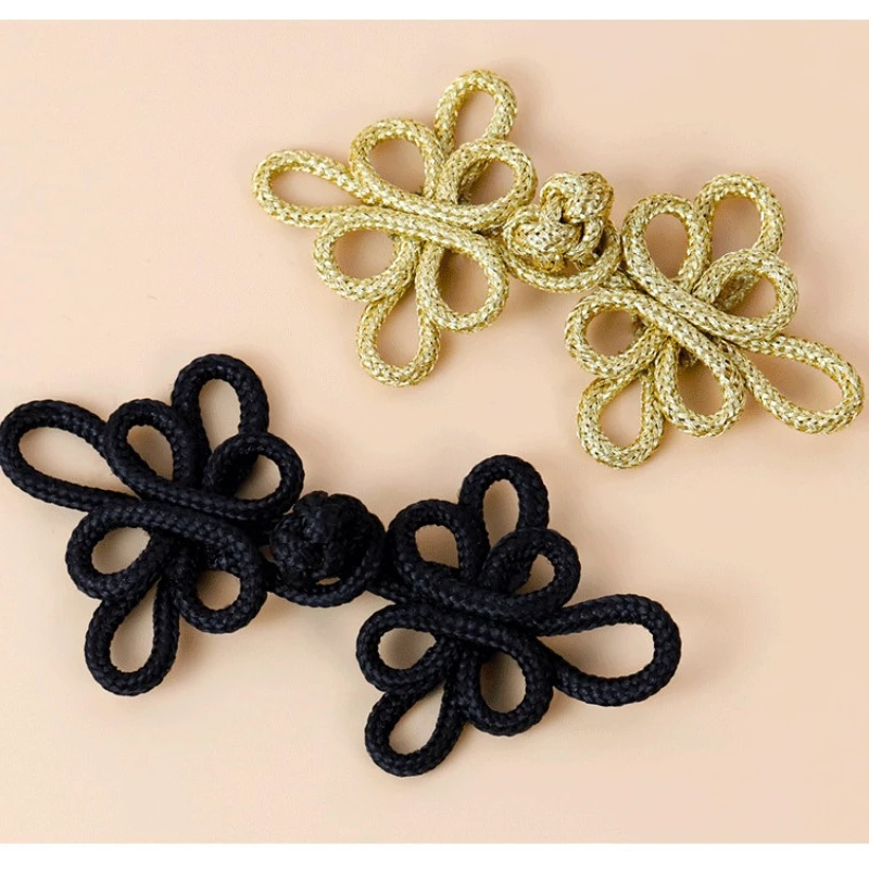 6 Pcs Gold Wire Chinese Cheongsam Button Dragonfly Knot Fastener Closures