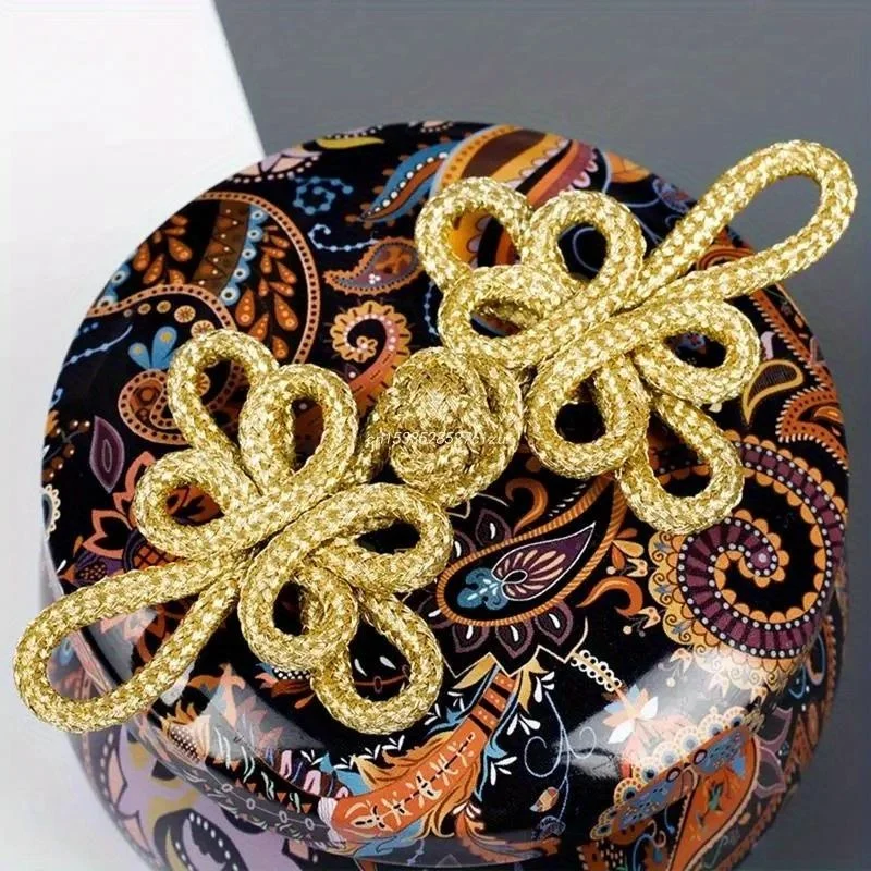 6 Pcs Gold Wire Chinese Cheongsam Button Dragonfly Knot Fastener Closures