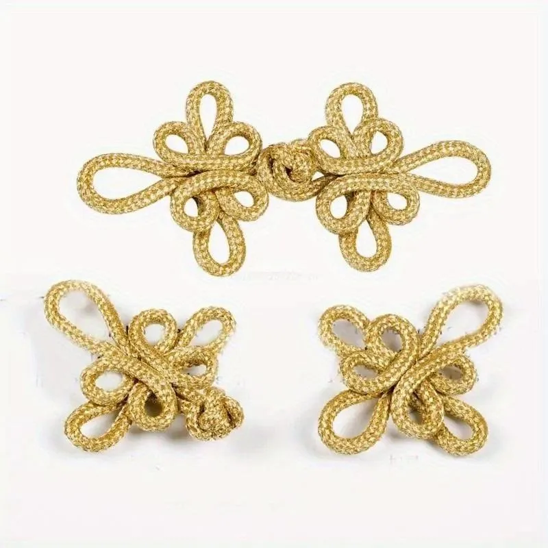 6 Pcs Gold Wire Chinese Cheongsam Button Dragonfly Knot Fastener Closures