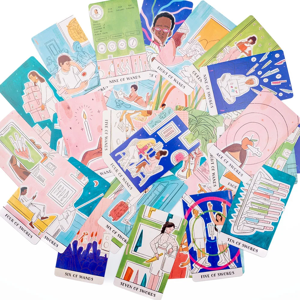 Real Talk Tarot Fortune Telling Divination Deck Game with 78 Cards & Guidebook Modern Illustrations Family Party Fun Board Game