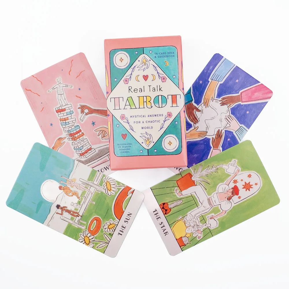 Real Talk Tarot Fortune Telling Divination Deck Game with 78 Cards & Guidebook Modern Illustrations Family Party Fun Board Game
