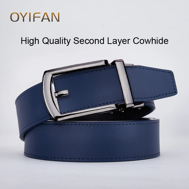 Fashion Business Men's Belt Automatic Buckle Belt Genuine Leather Belt High Quality Men's Genuine Leather Belt navy blue Belt