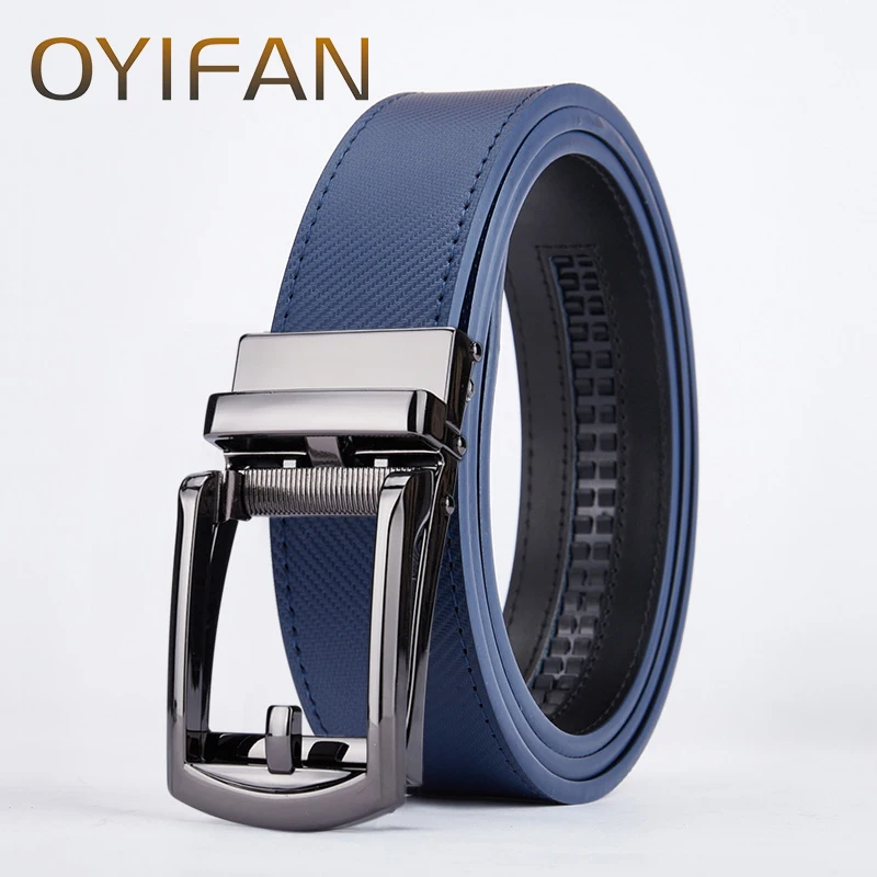 Fashion Business Men's Belt Automatic Buckle Belt Genuine Leather Belt High Quality Men's Genuine Leather Belt navy blue Belt