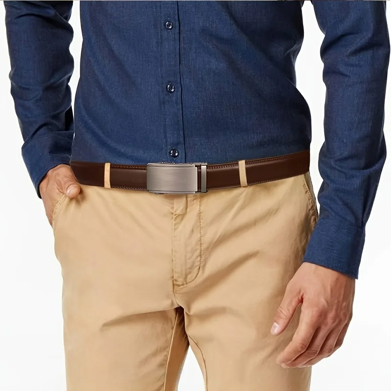 Ratchet Belt For Men, Men's Genuine Leather Cowhide Belt, For Dress Pants, Adjustable Belt