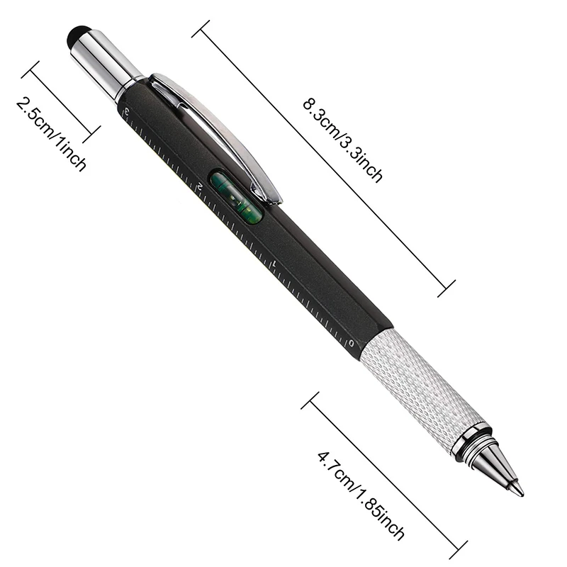 8Pcs 6 in 1 Multitool Pen with Ruler Tech Tool Level Gauge Screwdriver Multifunction Touch Screen Ballpoint Pens