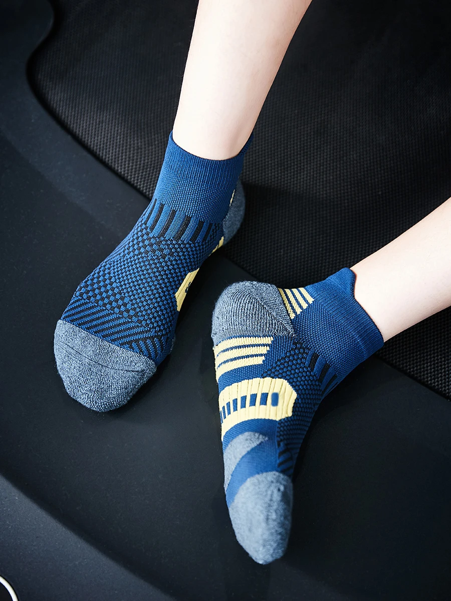 5Pairs New Spring Men's Socks AnkleThick Knit Sports Sock Outdoor Fitness Breathable Quick Dry Wear-resistant Short Running Sock