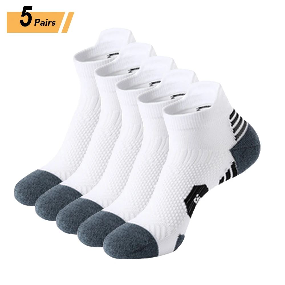 5Pairs New Spring Men's Socks AnkleThick Knit Sports Sock Outdoor Fitness Breathable Quick Dry Wear-resistant Short Running Sock