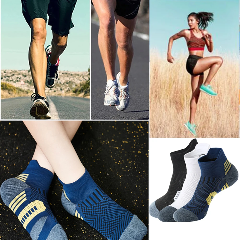 5Pairs New Spring Men's Socks AnkleThick Knit Sports Sock Outdoor Fitness Breathable Quick Dry Wear-resistant Short Running Sock