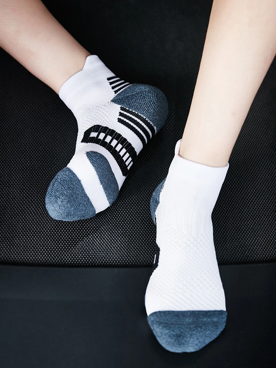 5Pairs New Spring Men's Socks AnkleThick Knit Sports Sock Outdoor Fitness Breathable Quick Dry Wear-resistant Short Running Sock