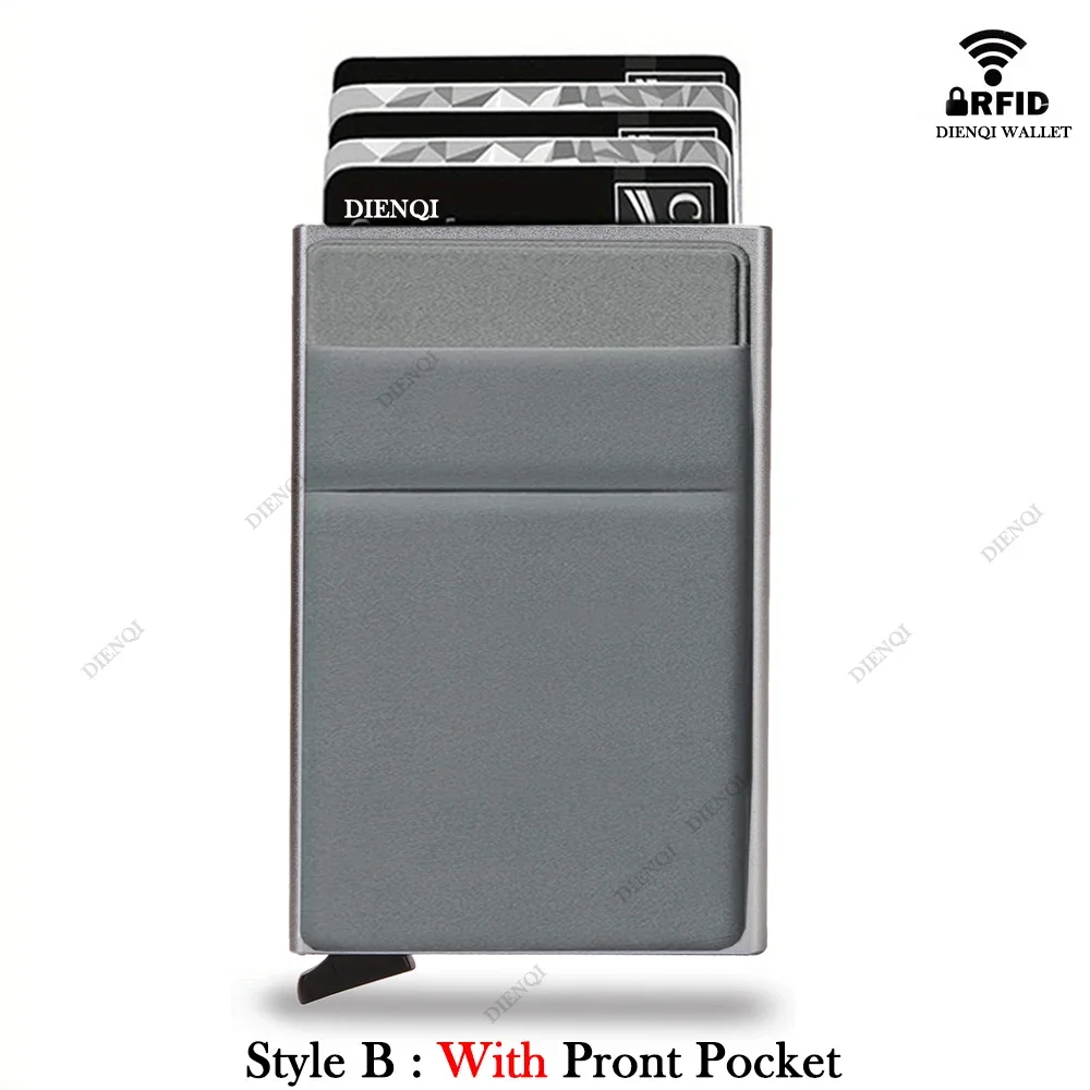 Rfid Smart Wallet Card Holder Metal Thin Slim Men Women Wallets Pop Up Minimalist Wallet Small Black Purse Vallet Walets for Men