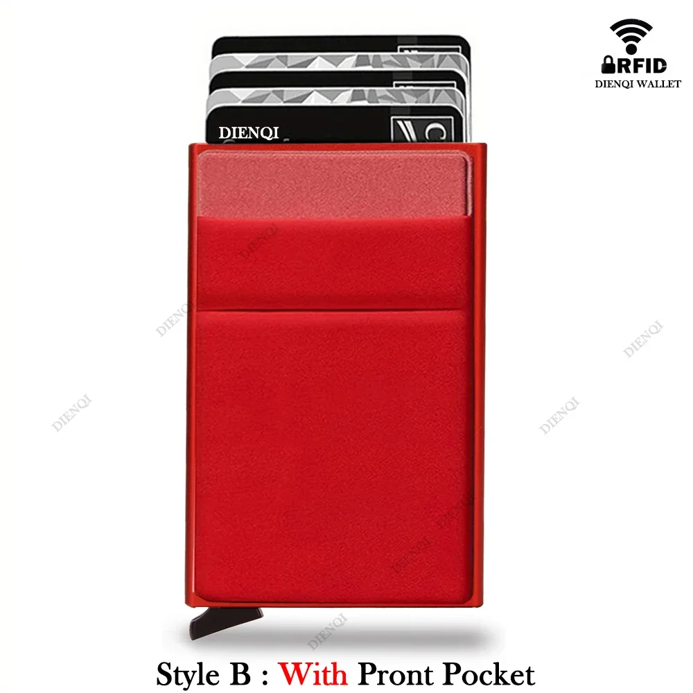 Rfid Smart Wallet Card Holder Metal Thin Slim Men Women Wallets Pop Up Minimalist Wallet Small Black Purse Vallet Walets for Men