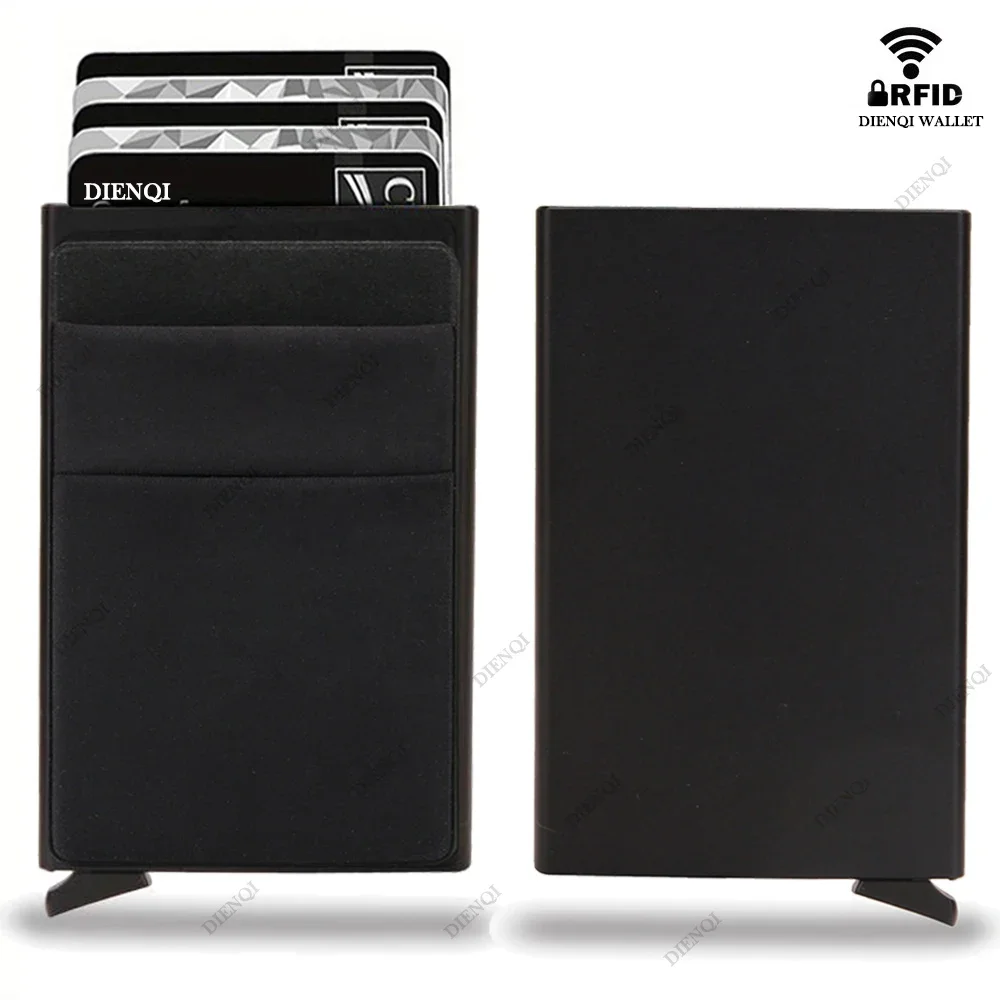 Rfid Smart Wallet Card Holder Metal Thin Slim Men Women Wallets Pop Up Minimalist Wallet Small Black Purse Vallet Walets for Men