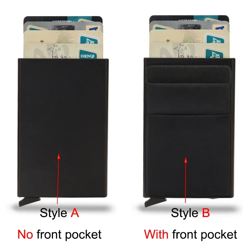 Rfid Smart Wallet Card Holder Metal Thin Slim Men Women Wallets Pop Up Minimalist Wallet Small Black Purse Vallet Walets for Men