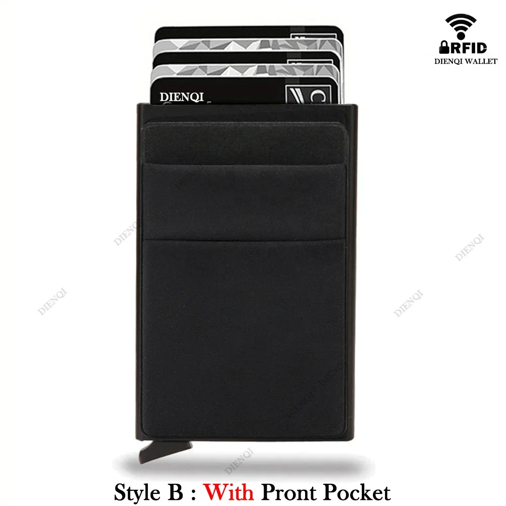 Rfid Smart Wallet Card Holder Metal Thin Slim Men Women Wallets Pop Up Minimalist Wallet Small Black Purse Vallet Walets for Men