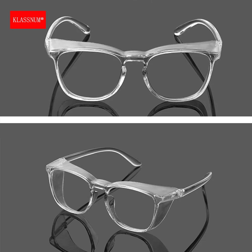 KLASSNUM Women Transparent Glasses With Side Protection Sand-proof Manicure Glasses Men Safe Goggles Blue Blocking Eyepiece 2026